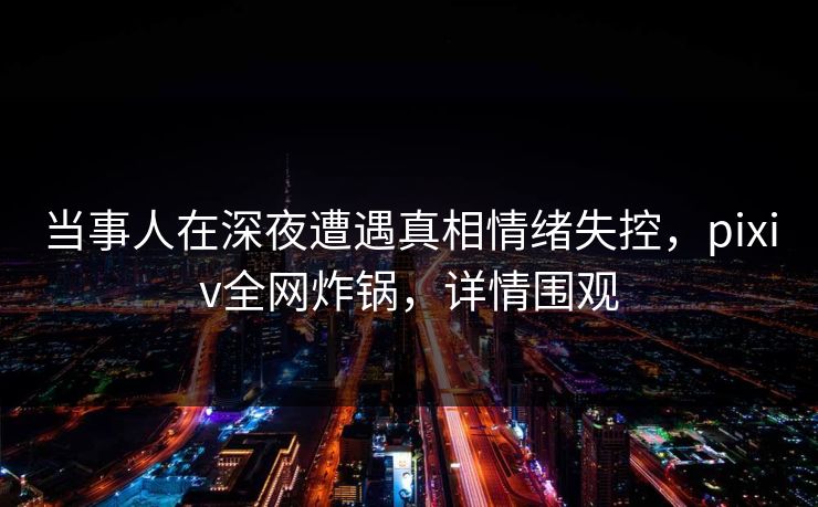 当事人在深夜遭遇真相情绪失控，pixiv全网炸锅，详情围观